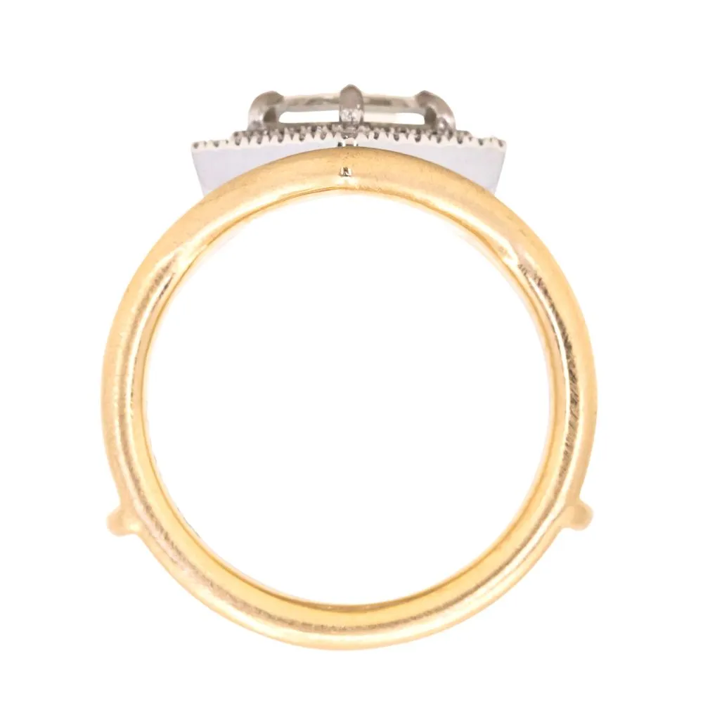 1.25ct GIA Kite Shaped Diamond Halo Platinum Ring and Jacket in 18k Yellow Gold