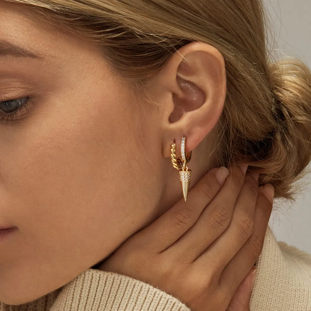 14K Gold Dangle Drop Hoop Earrings for Women Girls- Spike