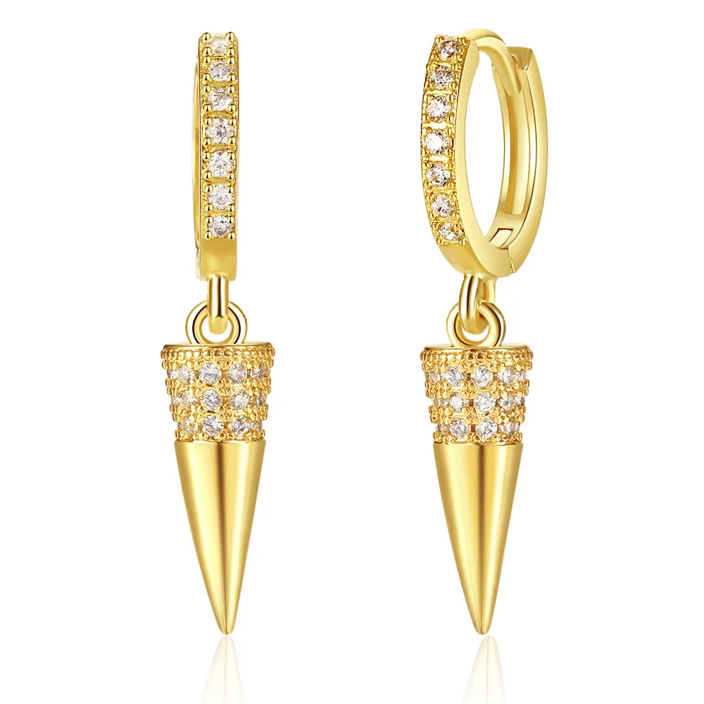 14K Gold Dangle Drop Hoop Earrings for Women Girls- Spike