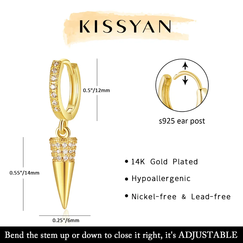 14K Gold Dangle Drop Hoop Earrings for Women Girls- Spike
