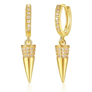 14K Gold Dangle Drop Hoop Earrings for Women Girls- Spike