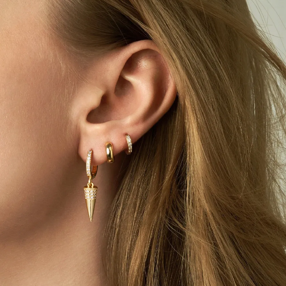 14K Gold Dangle Drop Hoop Earrings for Women Girls- Spike