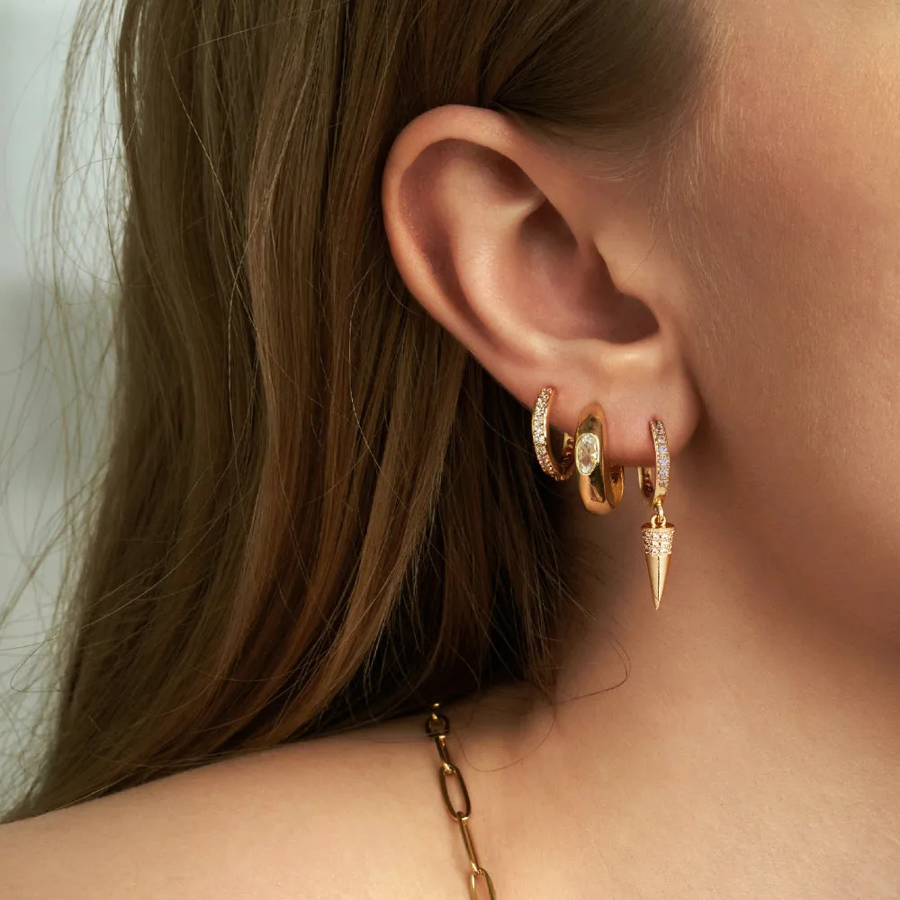 14K Gold Dangle Drop Hoop Earrings for Women Girls- Spike