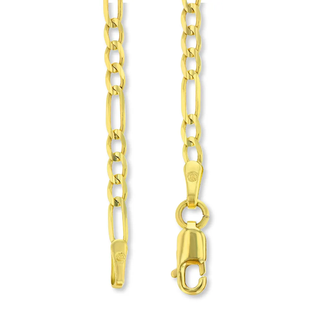 14k Solid Yellow Gold Soaring American Eagle Animal Pendant with Figaro Chain Necklace