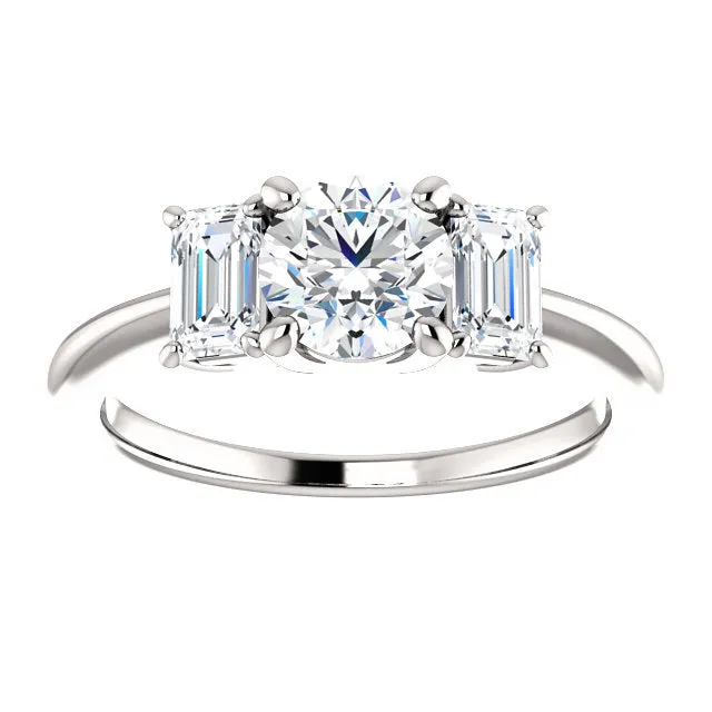 14K White Gold Round Engagement Ring 121986:448:P