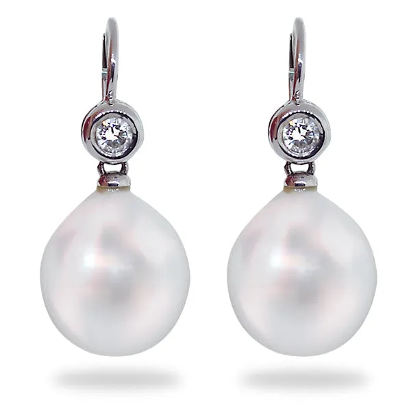 14KT WG High Dome Pearl Earrings