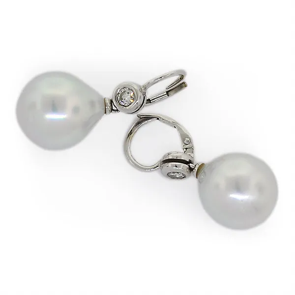 14KT WG High Dome Pearl Earrings