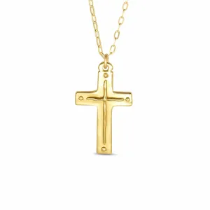 22" - Cross Necklace / Titus 3:4-5 Hand Cast Bronze