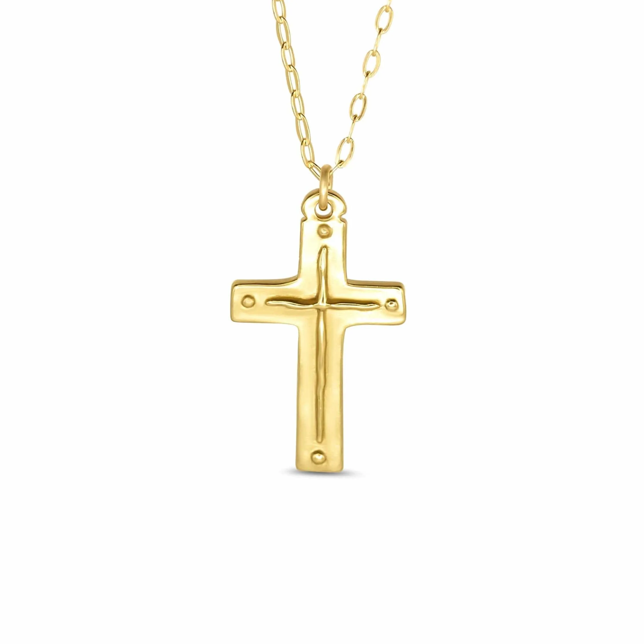 22" - Cross Necklace / Titus 3:4-5 Hand Cast Bronze