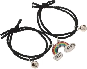 2pcs Rainbow Friendship Bracelets with Charming Bell Hair Tie Unique for Special Occasions Aesthetic Accessories for Friends