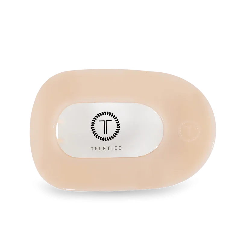 Almond Beige Large Flat Round Teleties Clip