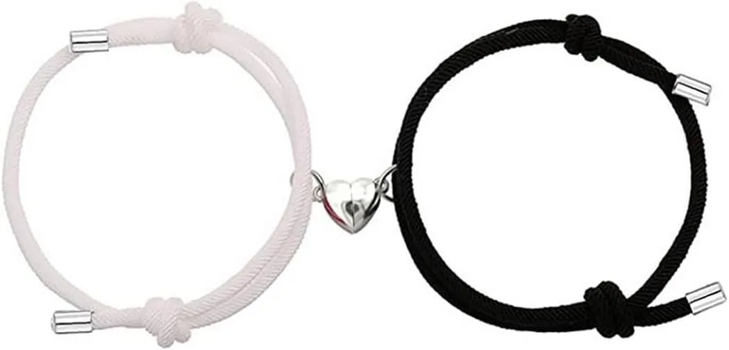 Angyape Matching Bracelets for Boyfriend and Girlfriend, Heart Rope Couple Adjustable Bracelets Small Wrists Bracelets for Teen Girls Jewelry gifts.