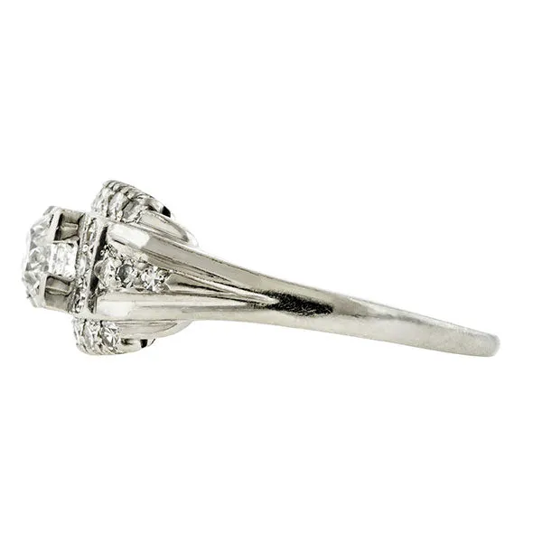 Art Deco Engagement Ring, Cushion 1.03ct.