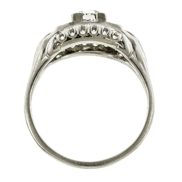 Art Deco Engagement Ring, Cushion 1.03ct.