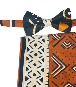 Black African Print Bow Tie and Pocket Square