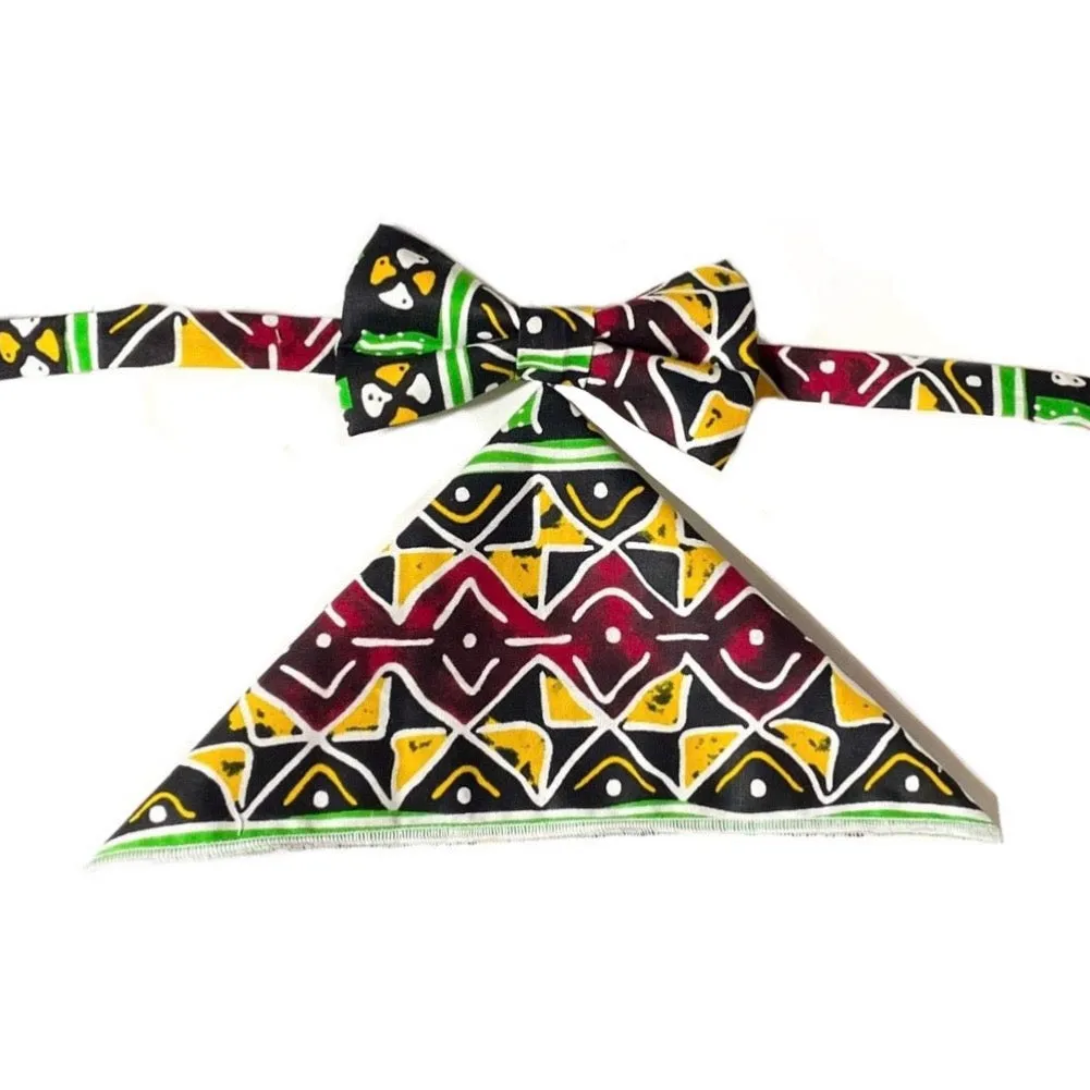 Black African Print Bow Tie
