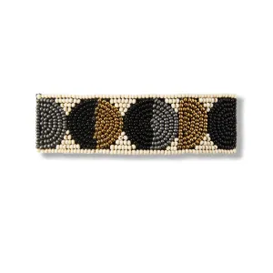 Black Gold Ivory Circle Beaded Barrette