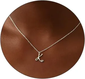 CAROVO Initial Necklaces for Women, Dainty 14K Gold/Silver Letter Pendant Necklace Trendy Simple Cute Necklaces Monogram Name Choker Necklace Jewelry Gift