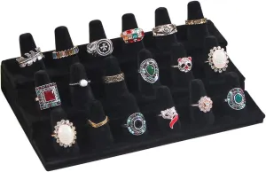 Coward 18 Holders Ring Display Stand, Black Velvet Jewelry Storage Drawer Organizer for Rings