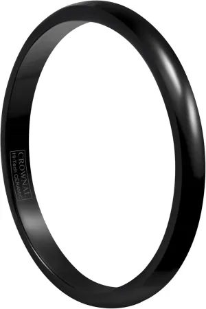 CROWNAL 2mm/4mm/6mm/8mm Black Ceramic Wedding Band Ring Men Women Couple Plain Dome High Polished Comfort Fit Size 3.5 To 16
