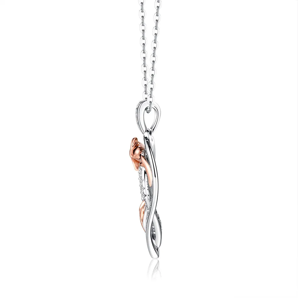 Double Heart Grandma Pendant with Rose
