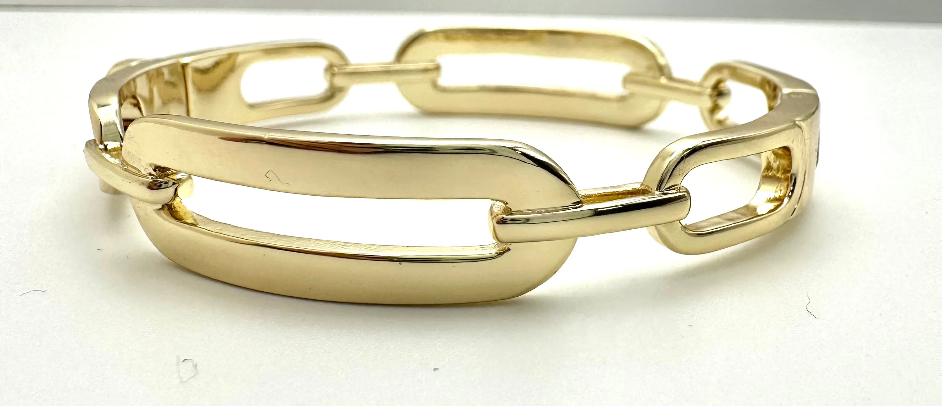 Gold Link Bangle with Push Closure