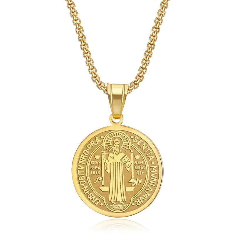 Hip Hop Stainless Steel Father Saint Benedict Pendant