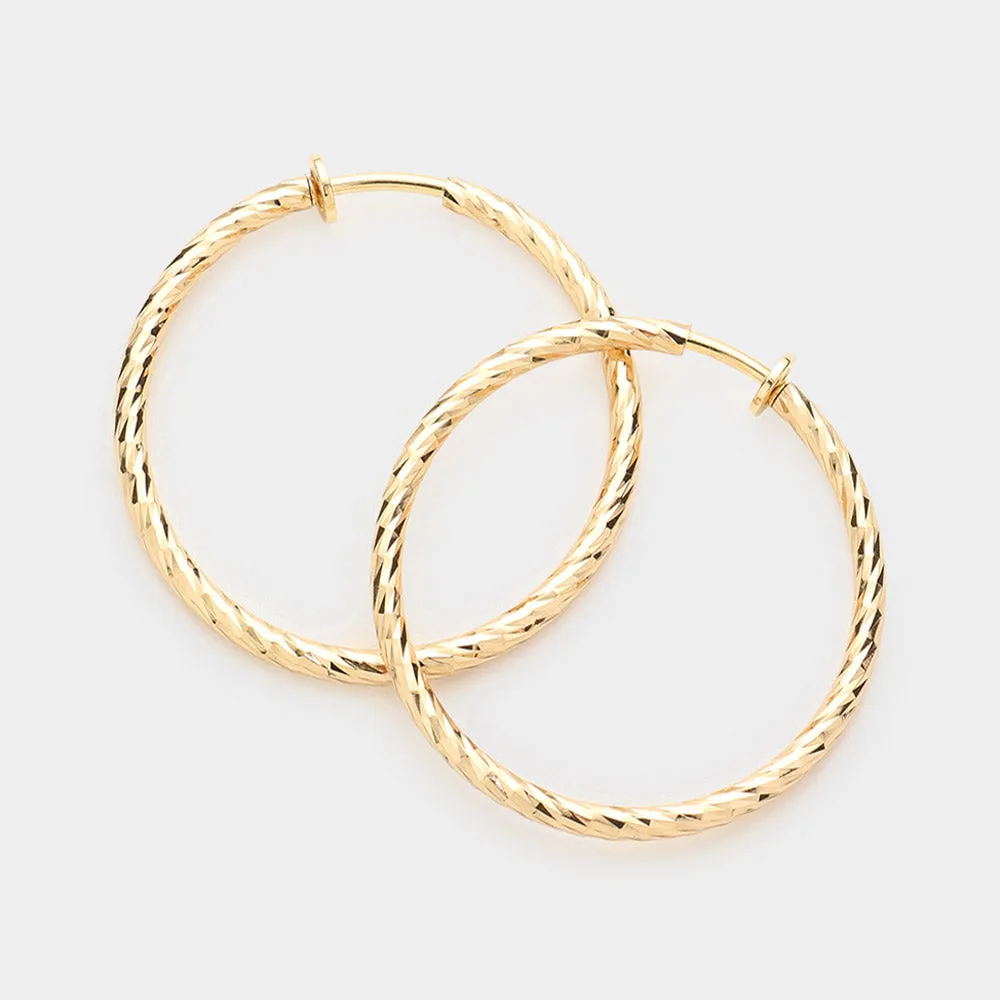 iLLASPARKZ 1.75" Hypoallergenic metal hoop clip on earrings