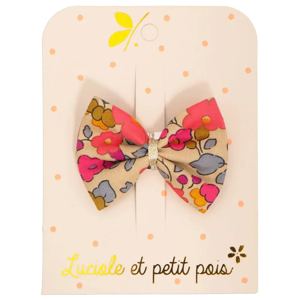 Luciole Et Petit Pois | Bowtie Hair Clip in Liberty Betsy Fluo Thé