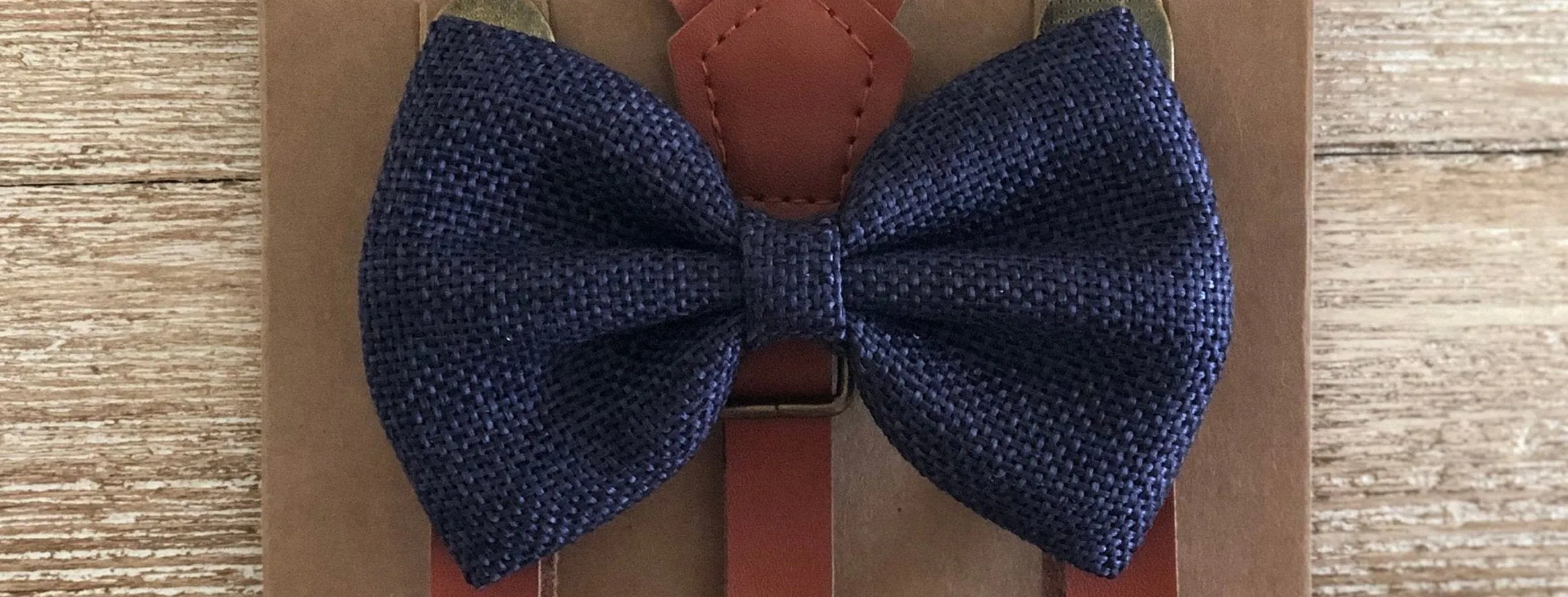Navy Burlap Bow Tie