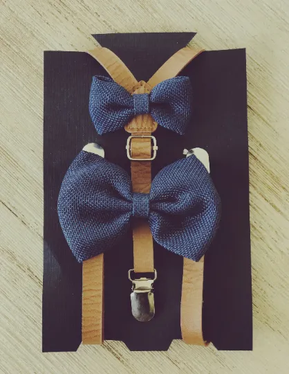 Navy Burlap Bow Tie