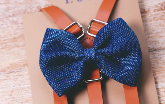 Navy Burlap Bow Tie