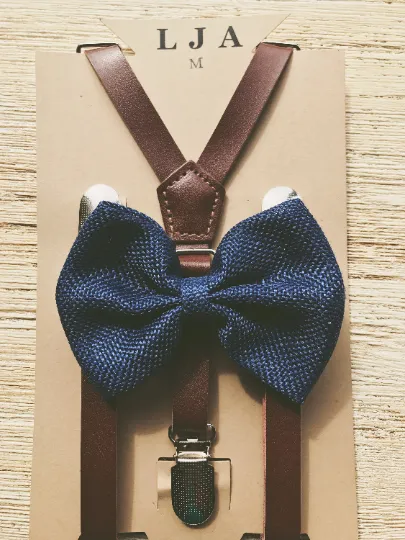 Navy Burlap Bow Tie