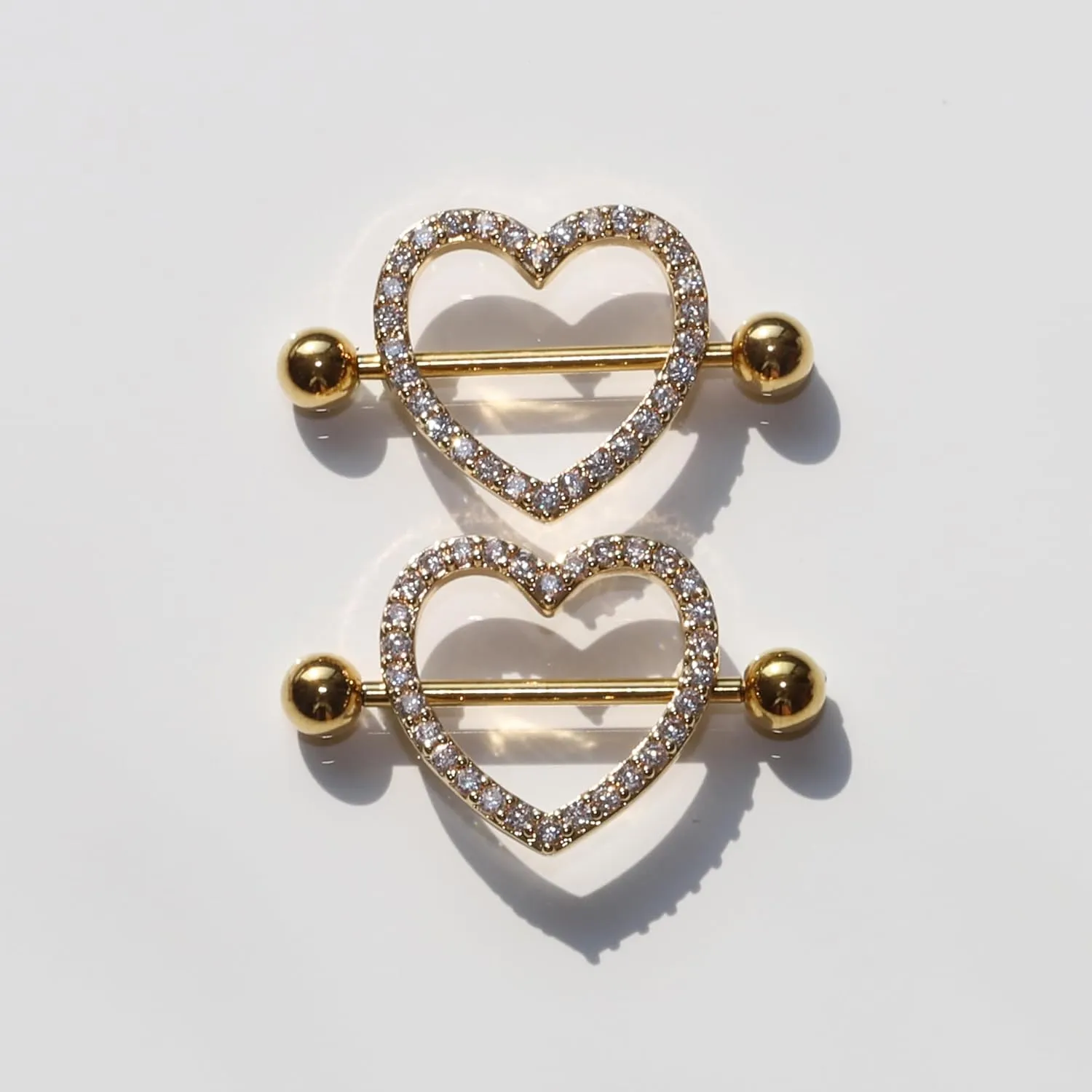 Nipple Rings - Surgical Stainless Steel Gold Silver Pink Blue Purple CZ Heart Butterfly Flower Bow Jewelry - 14 Gauge Nipple Bars and Barbells