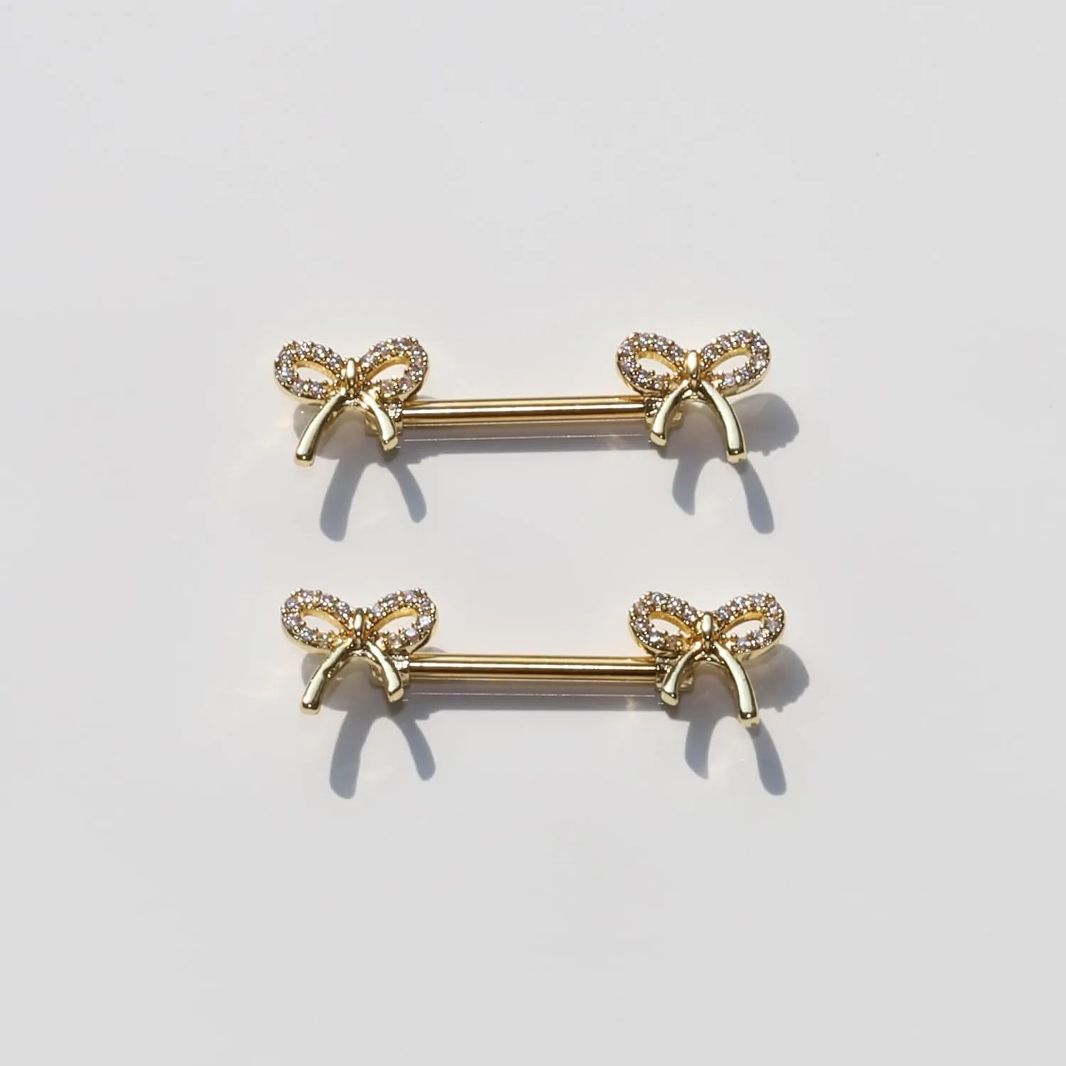 Nipple Rings - Surgical Stainless Steel Gold Silver Pink Blue Purple CZ Heart Butterfly Flower Bow Jewelry - 14 Gauge Nipple Bars and Barbells