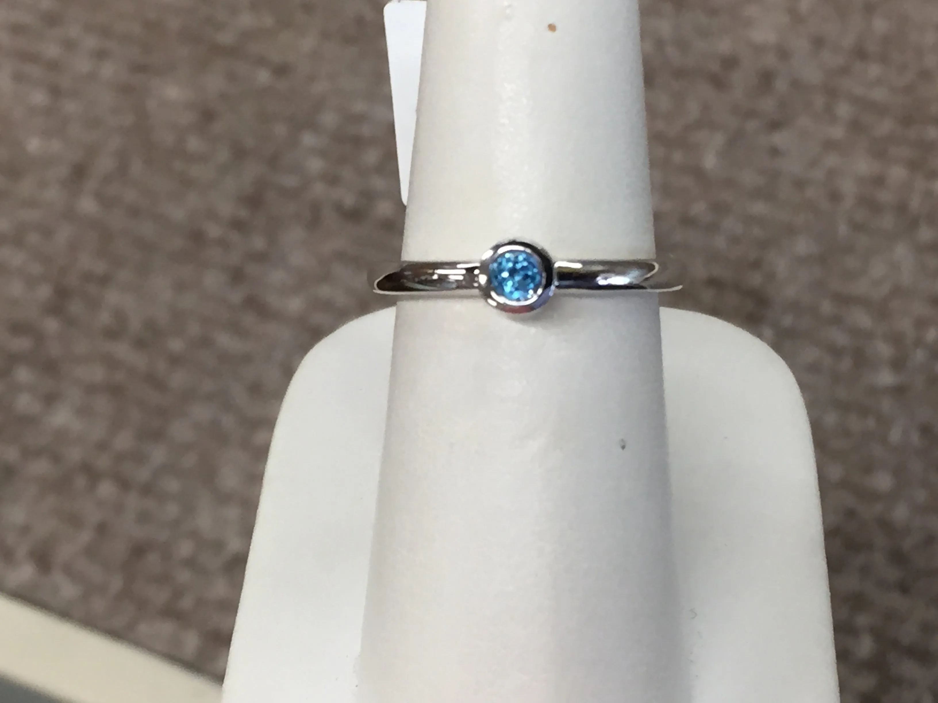 Silver Blue Topaz Stackable Ring