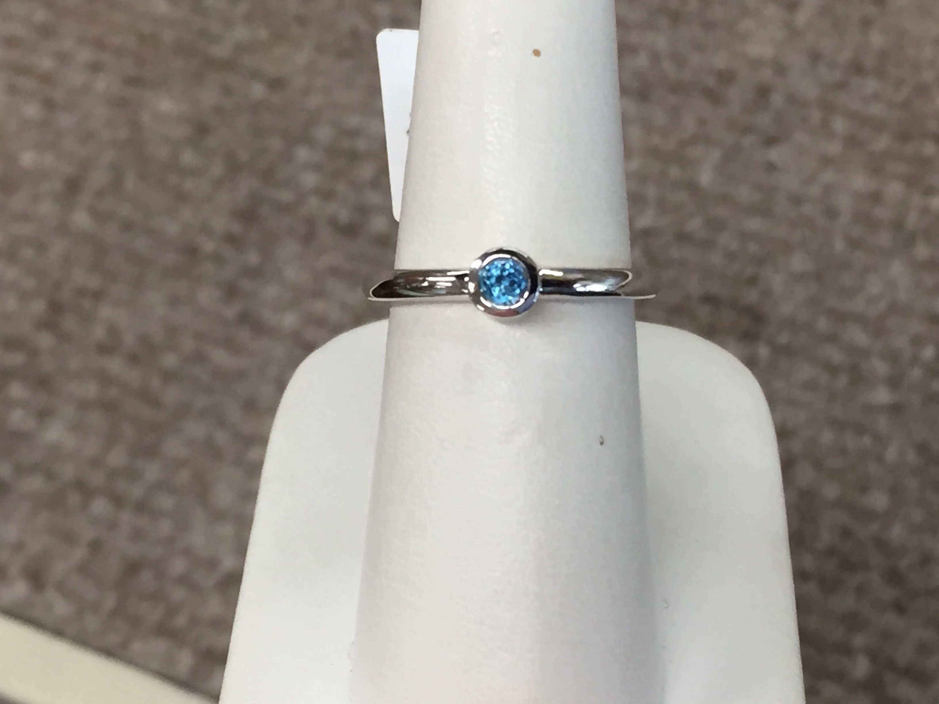 Silver Blue Topaz Stackable Ring