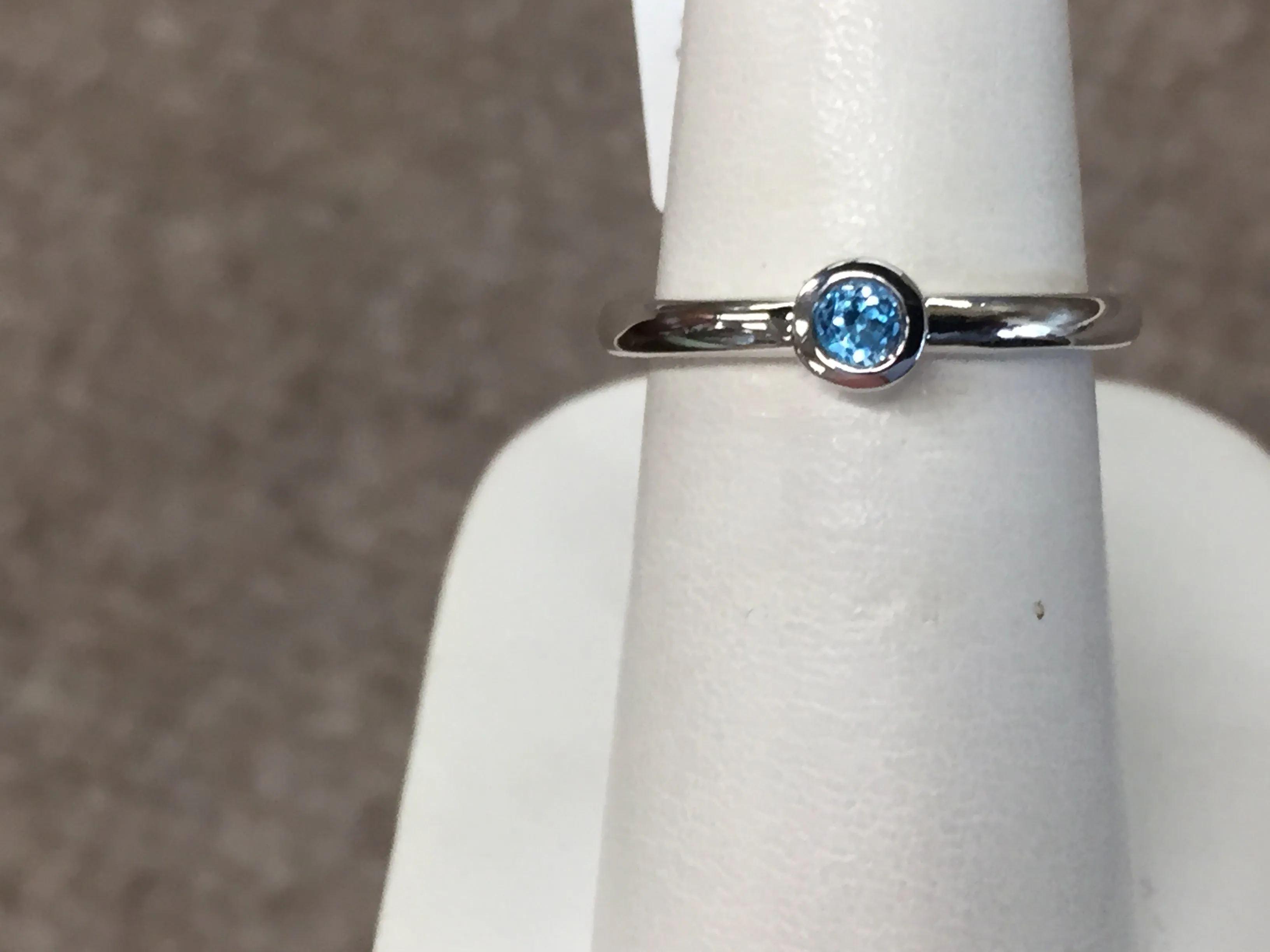 Silver Blue Topaz Stackable Ring