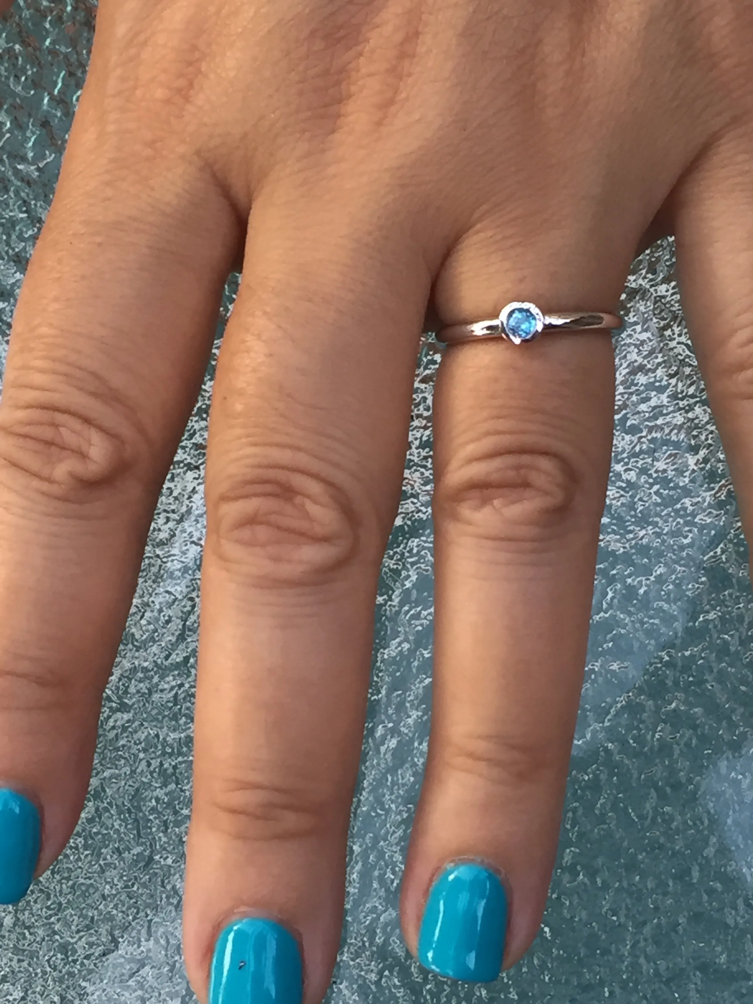 Silver Blue Topaz Stackable Ring