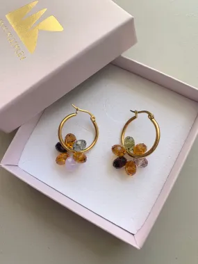 SWAROVSKI FLOWER GOLD MEDIUM HOOPS SWAROVSKI FLOWER GOLD MEDIUM HOOPS