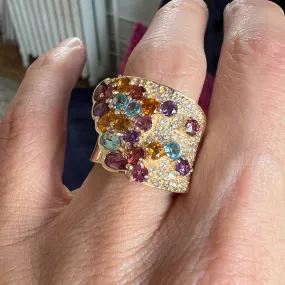 Antique Multicolored Gemstone Embellishment Ring